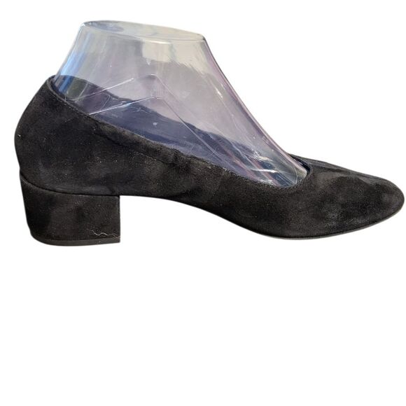 Eileen Fisher Black Suede Block Heel Slip On Shoes, Size 7.5 - Picture 2 of 9